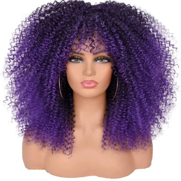 Beautiful Short Curly Afro Wig with bangs - Picture 3 of 3